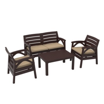 Chomik Комплект садовой мебели коричневого цвета «Santana» (2 кресла, скамейка на 2 человека), KAS0868/1 - Home Club