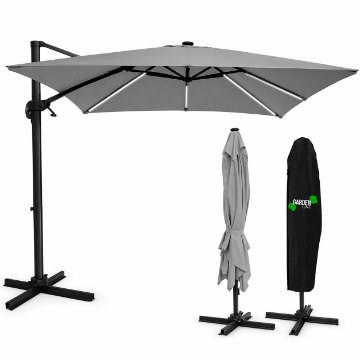 Garden Line Садовый Зонт 3 x 3 М Серый «Roma» С Чехлом И Светодиодами, GAO1558 - Home Club