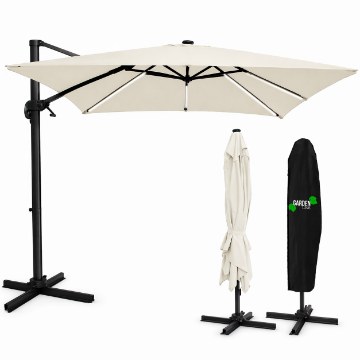 Garden Line Садовый Зонт 3 x 3 М Бежевый «Roma» С Чехлом И Светодиодами, GAO1565 - Home Club