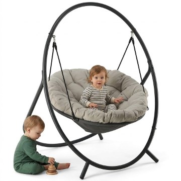 Chomik Подвесное Кресло Patio - Светло-Бежевая Подушка, Серая Рама 115,5X140X167,5 См, FAT9927 - Home Club