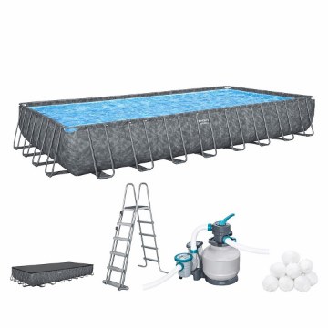 Bestway Каркасный бассейн 9,56 × 4,88 × 1,32 м (песочный фильтр, лестница, крышка), BES561KJ - Home Club