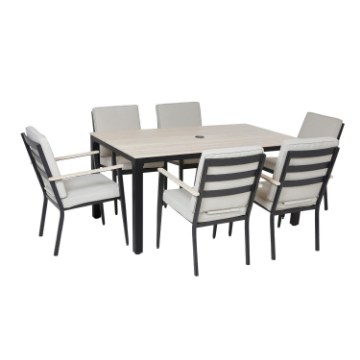 Garden Line Набор садовой мебели из алюминия (стол + 6 стульев) бежевого цвета + бежевые подушки, TEK8093 - Home Club
