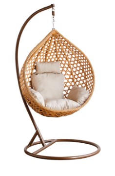 Garden Line Подвесное кресло, размер S, коричневое, подушка бежевая, рама коричневая, FAT0179 - Home Club