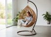 Garden Line Подвесной кресло, размер L, коричневый, подушка бежевая, рама коричневая, FAT0186 - Home Club, изображение 5