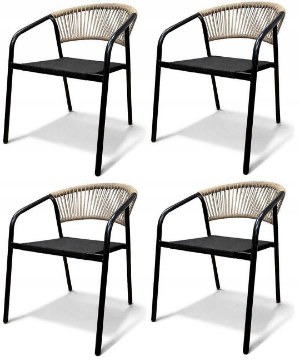 Kontrasto Набір із 4 стільців Portino 53x62x75 см, чорний/натуральний, 10064 - Home Club