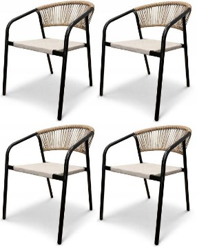 Kontrasto Комплект із 4 стільців Portino 53x62x75 см, чорний/таупе, Dw, 80009 - Home Club