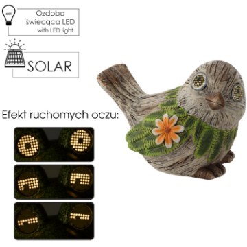 Chomik Садовая Фигурка — Птица Со Светящимися Глазами 33,5 x 21,5 x 24 См, Светодиодная, GOT7263 - Home Club