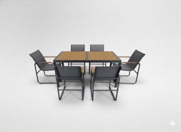 Garden Line Набор садовой мебели: стол + 6 стульев, цвет «антрацит», SUR3549 - Home Club