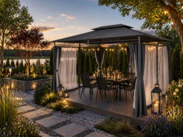 Garden Line Altana Садовый Павильон С Боковыми Шторами - Темно-Серый 3 X 4 М, TUN0389 - Home Club