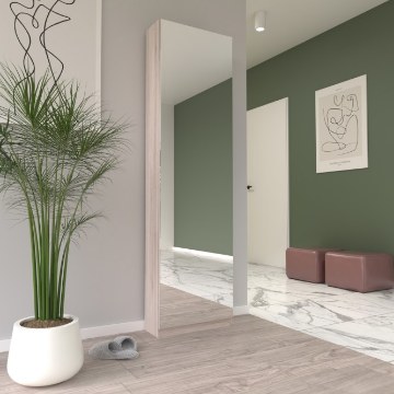 Forte Висока шафа для взуття з дзеркалом 50 см Calma, пісочний дуб, CMQD711S-D41F - Home Club