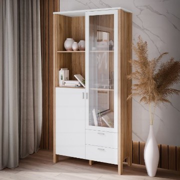 Forte Вітрина 100 см із шухлядами Saitama Дуб Mauvella/Secret Grey, SQMV721R-M826 - Home Club