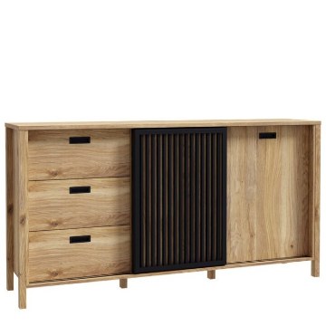 Forte Комода з ламелями Jytana Дуб Mauvella/Чорний, JTNK233R-M635 - Home Club