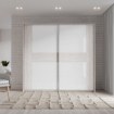 Forte Розсувна шафа 220 см Rondino, дуб пісочний/білий глянцевий, RDNS827E1T-T30 - Home Club