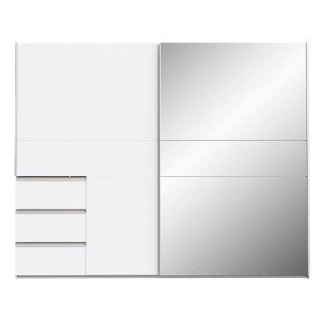 Forte Розсувна шафа з дзеркалом і шухлядами, 250 см, Winn 2, біла, W2QS52332-120 - Home Club