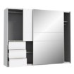 Forte Розсувна шафа з дзеркалом і шухлядами, 250 см, Winn 2, біла, W2QS52332-120 - Home Club, зображення 5
