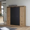 Forte Розсувна шафа 200 см із шухлядами Kaszimiro, дуб Waterford/чорний, KZMS944-M328 - Home Club