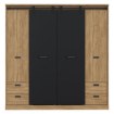 Forte Розсувна шафа 200 см із шухлядами Kaszimiro, дуб Waterford/чорний, KZMS944-M328 - Home Club, зображення 2