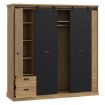 Forte Розсувна шафа 200 см із шухлядами Kaszimiro, дуб Waterford/чорний, KZMS944-M328 - Home Club, зображення 5