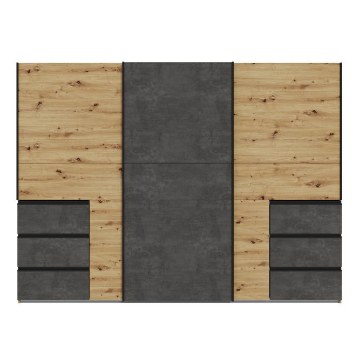 Forte Розсувна шафа 270 см із шухлядами Winn 2, дуб Artisan/бетон, W2QS13331-C752 - Home Club