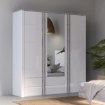 Forte Шафа з дзеркалом висотою 200 см із шухлядами Buganvilla Білий/Loftwood/Білий глянцевий, BGVS937-M783 - Home Club