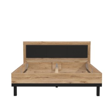 Forte Двоспальне ліжко 160x200 см Dalate Дуб Катанія/Чорний, DQLL2162-M300A - Home Club