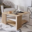 Forte Кавовий столик з ламелями 80x80 см Cardigan Білий/Дуб Artisan, CFTT5150-C881 - Home Club