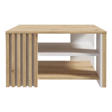 Forte Кавовий столик з ламелями 80x80 см Cardigan Білий/Дуб Artisan, CFTT5150-C881 - Home Club