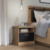 Forte Приліжкова тумба 50 см із шухлядою Kaszimiro, дуб Waterford/чорний, KZMK011-M328 - Home Club
