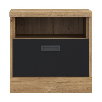 Forte Приліжкова тумба 50 см із шухлядою Kaszimiro, дуб Waterford/чорний, KZMK011-M328 - Home Club