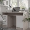 Forte Письменный стол 125x55 см с 4 ящиками и шкафчиком, закрывающимся на ключ, белый/песочный дуб, MT931-T19 - Home Club