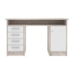 Forte Письменный стол 125x55 см с 4 ящиками и шкафчиком, закрывающимся на ключ, белый/песочный дуб, MT931-T19 - Home Club, изображение 2