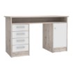 Forte Письменный стол 125x55 см с 4 ящиками и шкафчиком, закрывающимся на ключ, белый/песочный дуб, MT931-T19 - Home Club, изображение 3