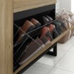 Forte Шафа для взуття 150 см із шухлядами Quayle Чорна/Дуб Mauvella, QXLK221L-M733 - Home Club, зображення 7