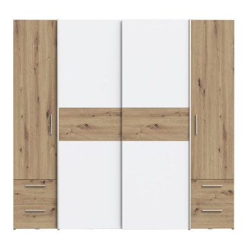 Forte Шафа 200 см з висувними ящиками Narago, дуб Artisan/білий, KLTS62324-C830 - Home Club