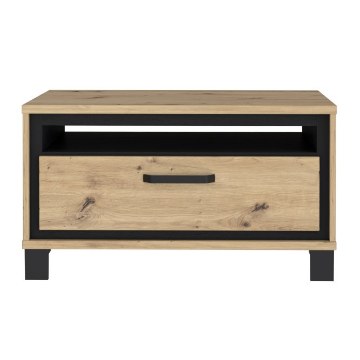 Forte Кавовий столик у стилі лофт з поличкою та шухлядою 80x60 см Trondheim Дуб Artisan/Дуб чорний, TDHT514-C773 - Home Club