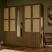 Forte Шкаф с зеркалом и ящиками, 220 см, Glenkeen, дуб «Валенсия»/натуральный ротанг, GLKS952-Q249 - Home Club, изображение 2