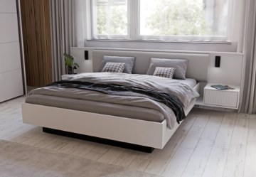 Forte Ліжко з ящиком для речей та тумбочками 180x200 см Nektarius Secret Grey, NKRL2182-M759 - Home Club