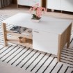 Forte Прямоугольный журнальный столик с тумбой и полкой 110x60 см Saitama, дуб Mauvella/Secret Grey, CFTT5172-M826 - Home Club