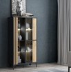 Forte Вітрина з ламелями 90 см Joakimis Дуб Mauvella/Чорний, JMXV521-M637 - Home Club