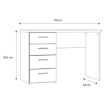 Forte Білий письмовий стіл 110x60 см з 4 шухлядами, MT935-Z12M - Home Club, зображення 6