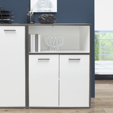 Forte Низька шафа з дверцятами 85 см Keflavik Білий/Графіт, KFLR321-J53 - Home Club
