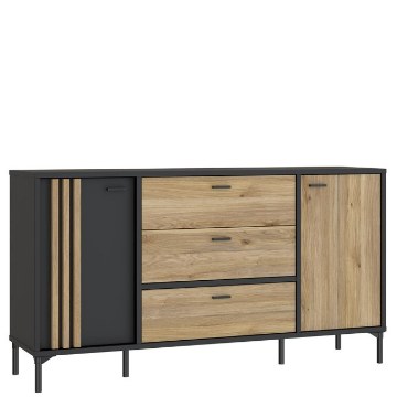 Forte Комода з ламелями 160 см Joakimis Дуб Mauvella/Чорний, JMXK231-M637 - Home Club