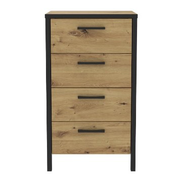 Forte Комод із 4 шухлядами, 50 см, Kirikus, дуб Artisan/чорний, KUSK214-C934 - Home Club