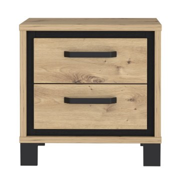 Forte Приліжкова тумба 50 см із шухлядами Trondheim, дуб Artisan/чорний дуб, TDHK011-C773 - Home Club