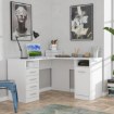 Forte Білий кутовий стіл розміром 125x125 см з 4 шухлядами та шафкою, OFDB125-120 - Home Club
