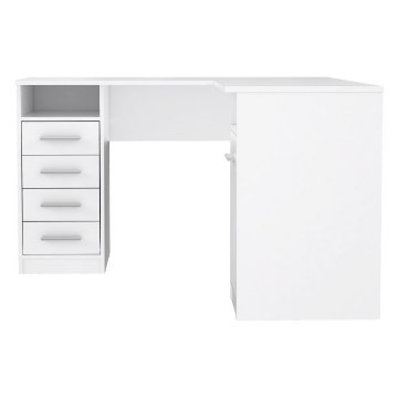 Forte Білий кутовий стіл розміром 125x125 см з 4 шухлядами та шафкою, OFDB125-120 - Home Club