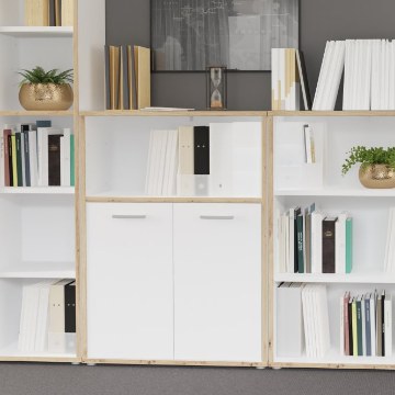 Forte Низька шафа з дверцятами, 85 см, Keflavik, білий/дуб Artisan, KFLR321-C881 - Home Club