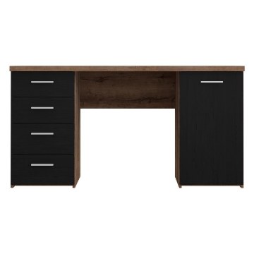Forte Письмовий стіл 145x60 см з 4 шухлядами та шафкою, чорний/шляхетний дуб, MT926-N09 - Home Club