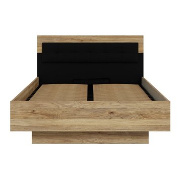 Forte Ліжко 140x200 см з ящиком для речей Baderna, дуб Mauvella/чорний, BDNL1142-M635 - Home Club