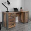 Forte Письменный стол в стиле винтаж-лофт 155x60 см с 4 ящиками и тумбой Clif, CLFB221-C546 - Home Club